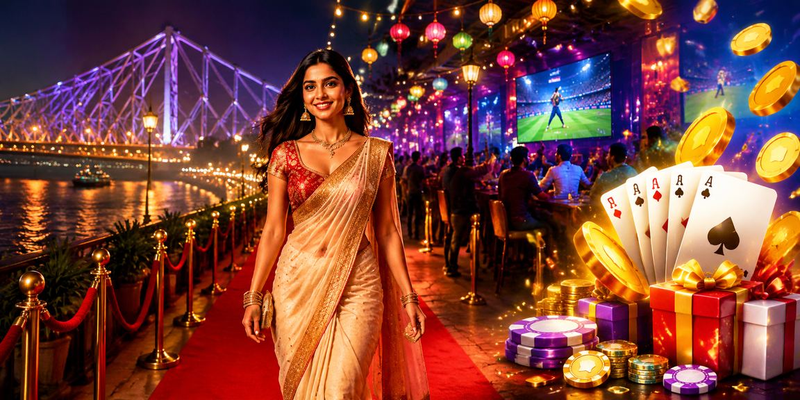 Kolkata night market with cricket fans enjoying sports betting
